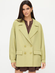 Notched Collar Oversized Double Breasted Coat