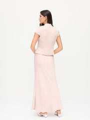 Textured Satin Mid Rise Mermaid Maxi Skirt