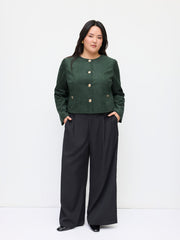 Suede Metal Button Oversized Jacket Curve & Plus