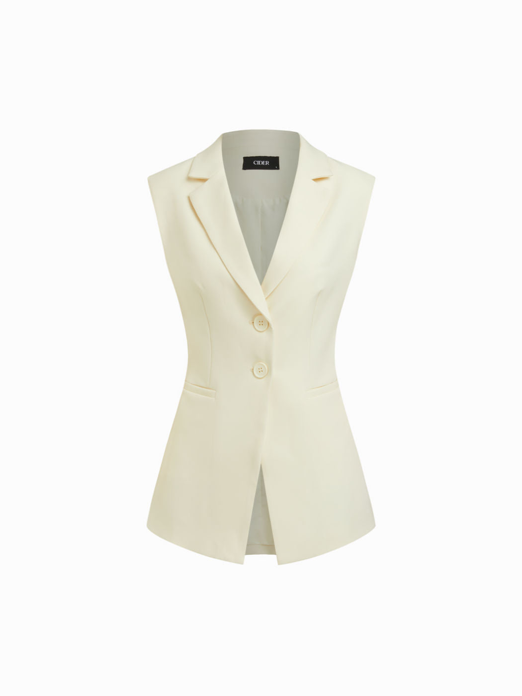 Notch Collar Button Split Belted Blazer Vest