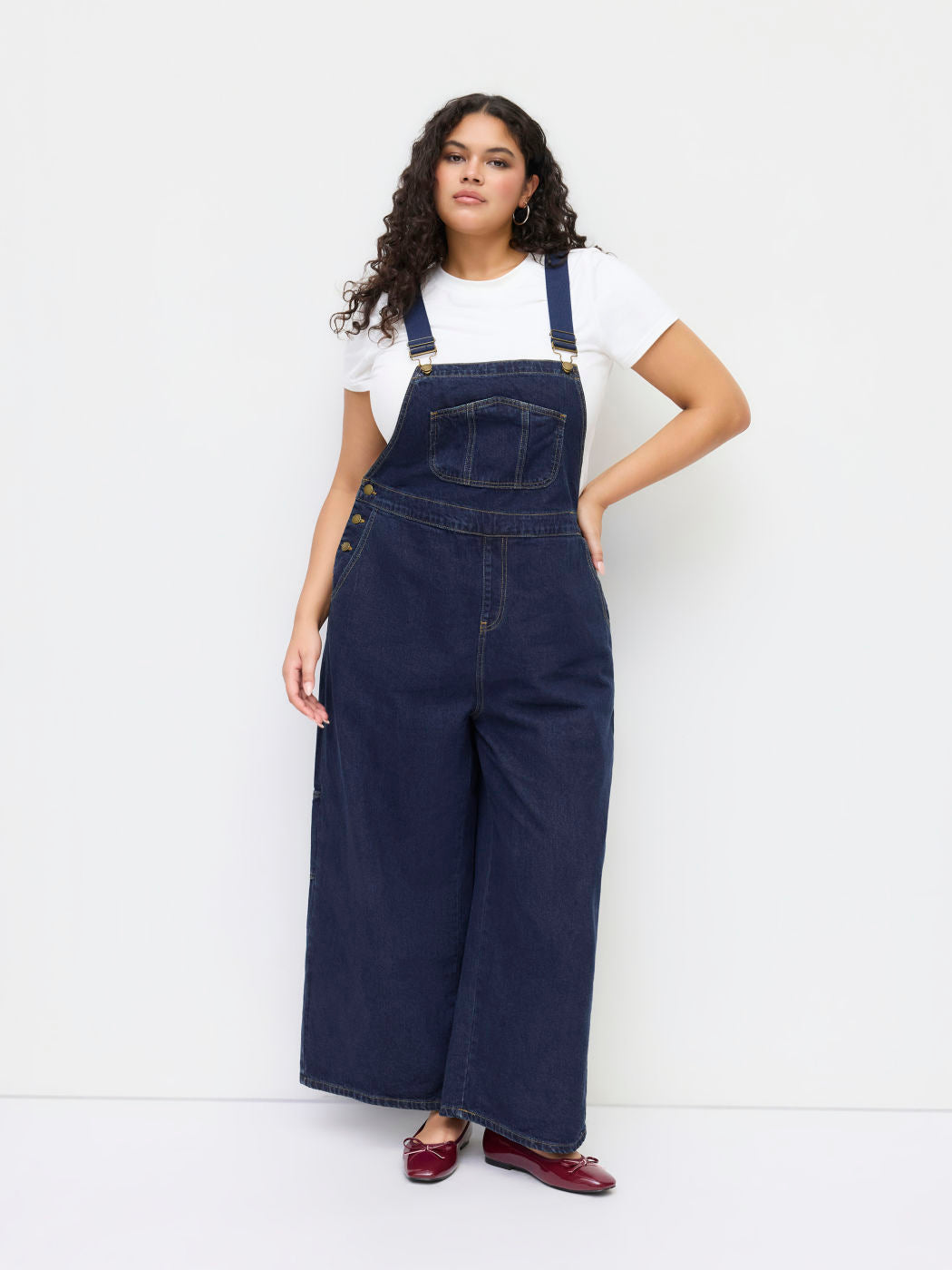 Denim Pocket Wide Leg Jumpsuit Curve & Plus