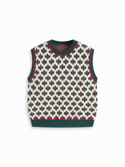 Geometric Contrasting Binding Knitted Crop Vest