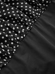 Chiffon Stand Collar Polka Dot Knotted Bodysuit