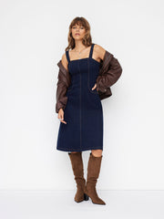 Stretch Denim A-line Maxi Cami Dress
