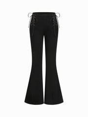 Stretch Cider Denim High Rise Side Lace Up Flared Jeans