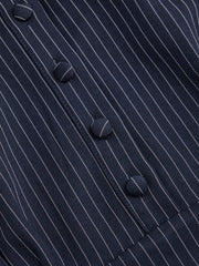 Striped Collar Button Pleated A-line Mini Dress