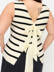 Knit Boat Neck Stripe Tie Back Vest Curve & Plus
