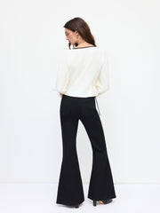 Stretch Cider Denim High Rise Side Lace Up Flared Jeans