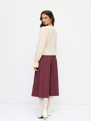 Mid Rise Lace Up Elastic Waist A-line Midi Skirt