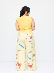 Cider Denim Low Rise Seafood Pattern Wide Leg Jens Curve & Plus