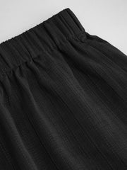 Mid Rise Texture Elastic Waist Straight Leg Trousers Curve & Plus