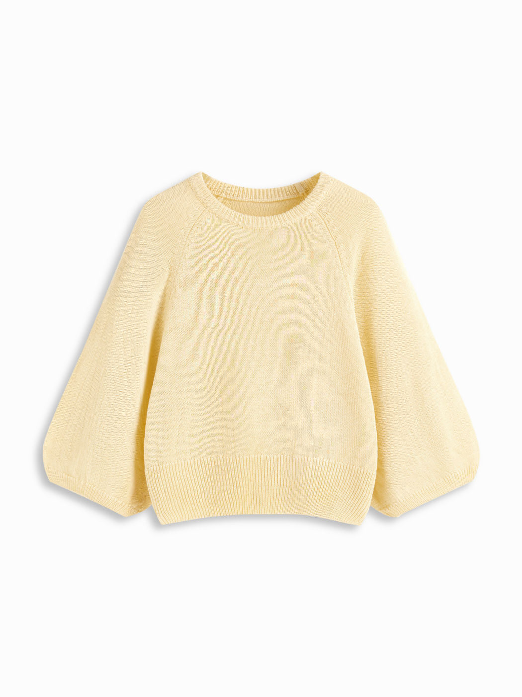 Knit Round Neck Lantern Sleeve Oversized Top