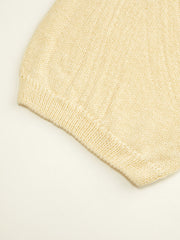 Knit Round Neck Lantern Sleeve Oversized Top