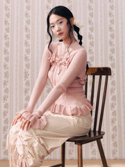100% Cotton Mid Rise Drawstring Wide Leg Trousers