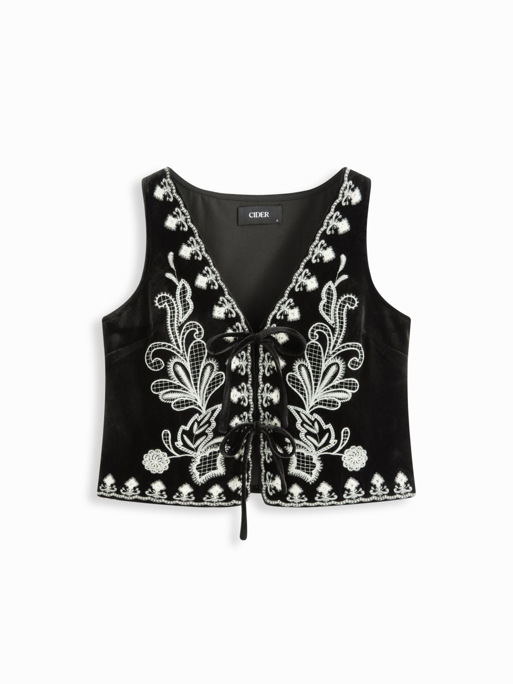 Velvet V-neck Floral Embroidery Jacket Vest