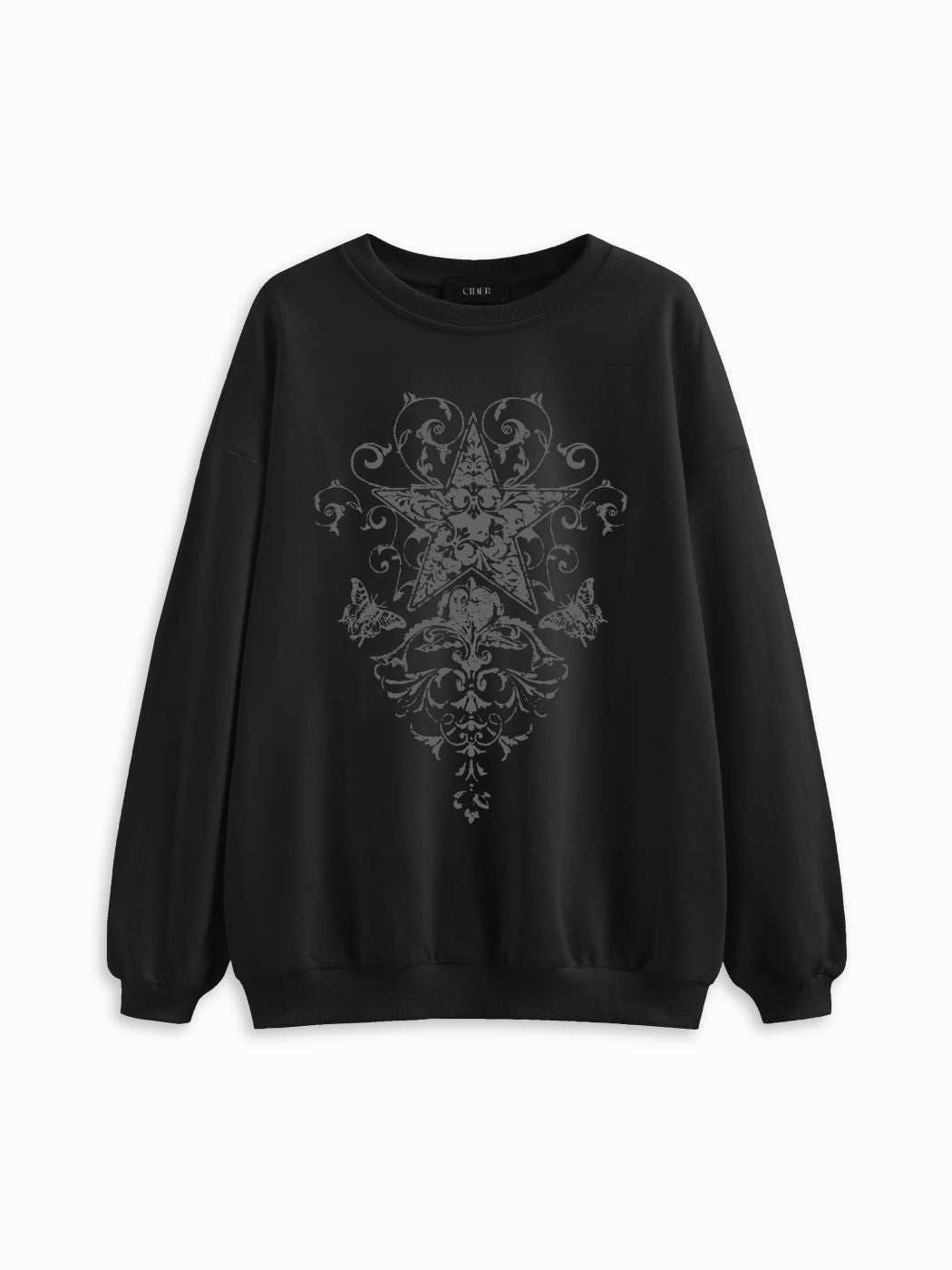 Cotton-blend Round Neckline Star Graphic Oversized Sweatshirt