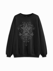 Cotton-blend Round Neckline Star Graphic Oversized Sweatshirt