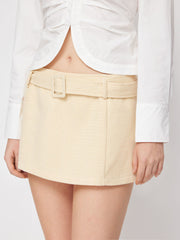 Texture Low Rise A-line Mini Skirt With Belt