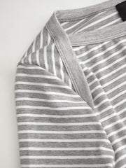 Striped Boat Neck Long Sleeve Ruched Tee