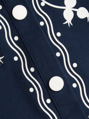 100% Cotton Floral Collar Long Sleeve Button Oversized Shacket