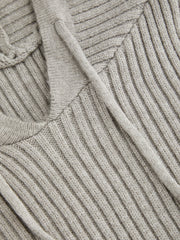 Knit Hooded Long Sleeve Drawstring Mini Dress