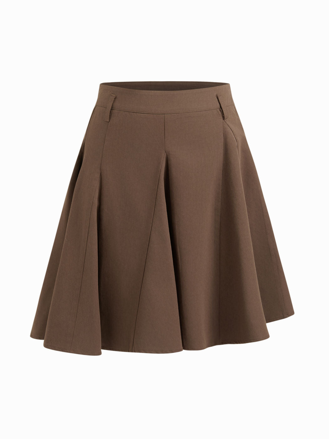 Cotton-blend High Rise Pleated Asymmetrical Hem Midi Skirt