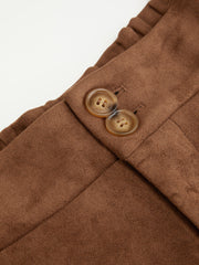 Suede Mid Rise Solid Pocket Shorts Curve & Plus