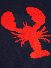 Knit Lobster Pattern Asymmetrical Neck Long Sleeve Top