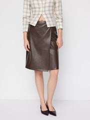 Faux Leather Low Rise Midi Skirt