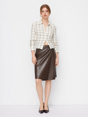 Faux Leather Low Rise Midi Skirt