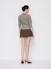 Houndstooth Collar Mid-length Sleeve Button Shirt