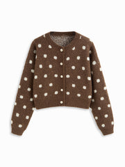 Knit Round Neckline Button Cardigan