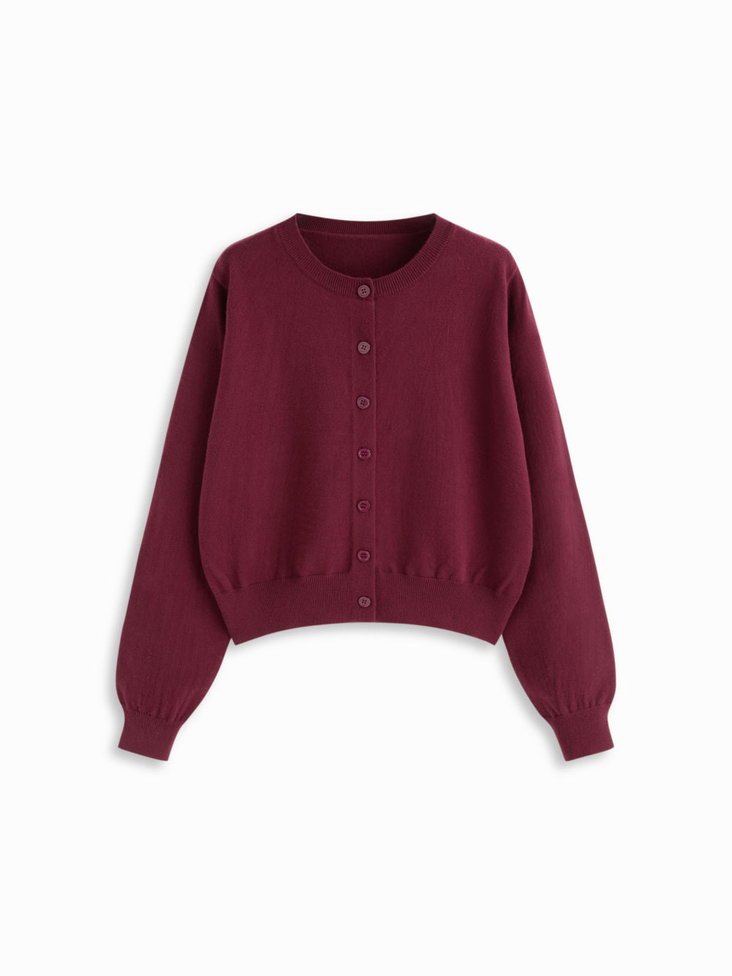Knit Round Neckline Button Cardigan Curve & Plus