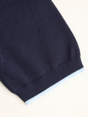 Knit Polo Contrasting Binding Short Sleeve Top