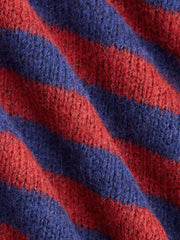 Knit Stripe Lobster Graphic Long Sleeve Contrasting Binding Oversized Sweater