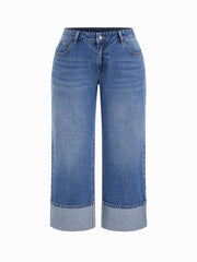 Mid-Rise  Straight Leg w/ Foldover Cuff Curve & Plus