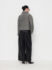 Wool-look Collar Zip Through Oversized Jacket