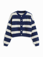 Knit Round Neckline Button Cardigan