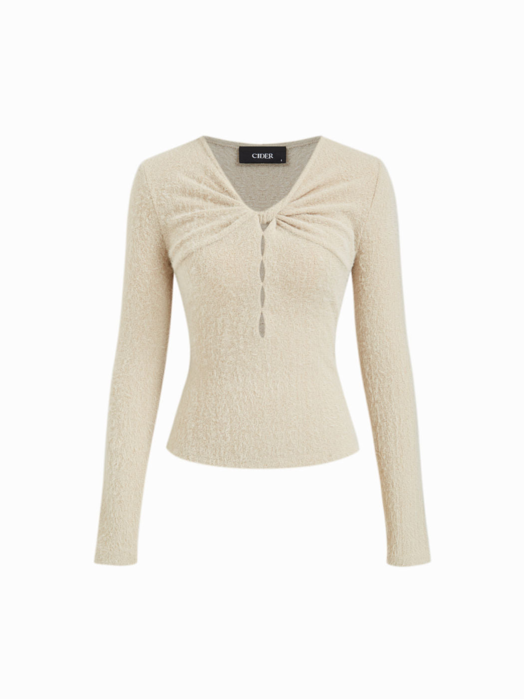 V-neck Long Sleeve Twist Cut Out Top