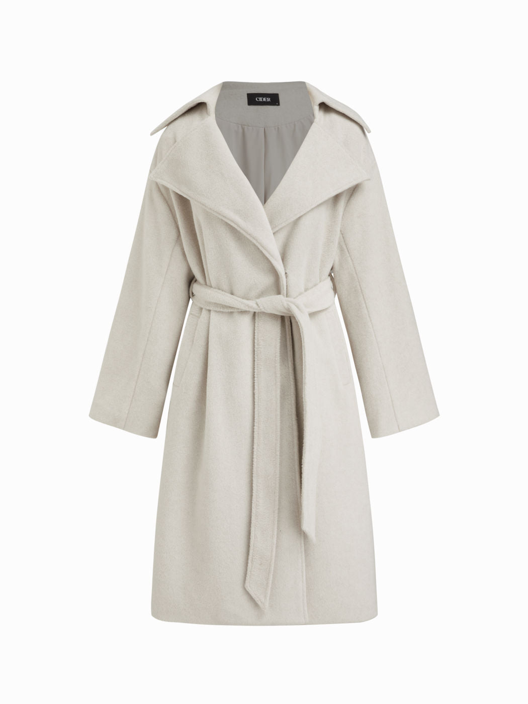 Wool-look Collar Long Sleeve Oversized Coat With Belt