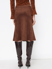 Suede Mid Rise Mermaid Midi Skirt