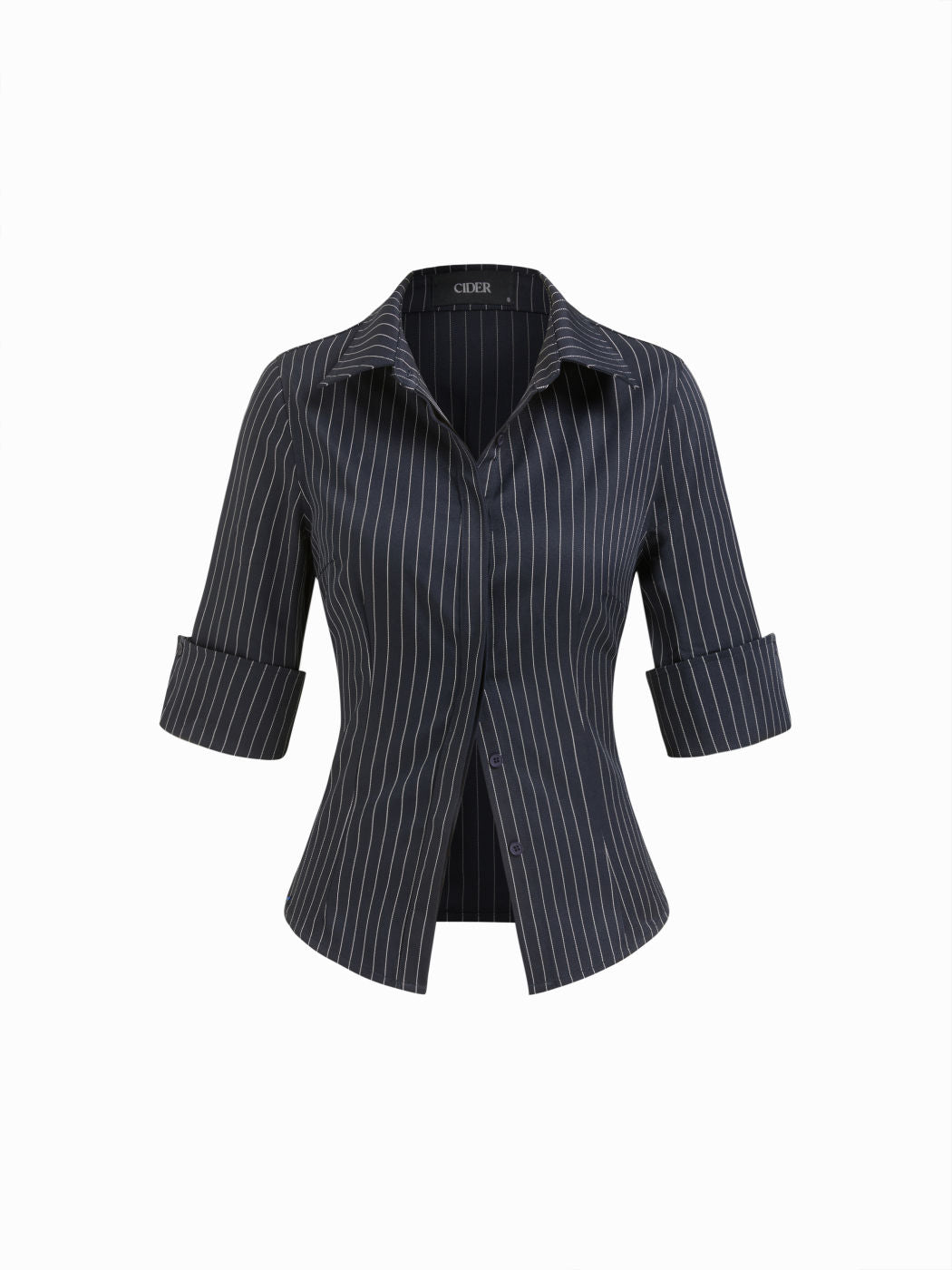 100% Cotton Collar Mid-length Sleeve Roll Up Shirt