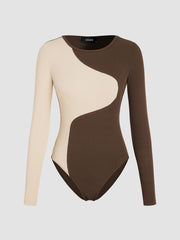 Rib Round Neck Contrasting Bodysuit