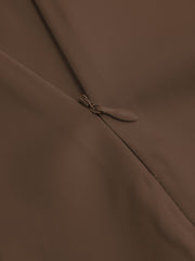 Satin Asymmetrical Neck Metal Detail Tie Back Mini Dress