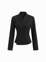 Collar Wrap Button Tie Back Blazer