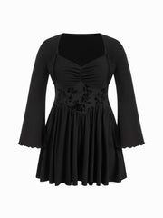 Square Neck Floral Ruched Ruffle Hem Cami Mini Dress With Shrug Curve & Plus