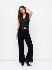 V-neck Lace Up Blazer Vest