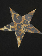 Cotton-blend Round Neckline Leopard Star Oversized Hoodie