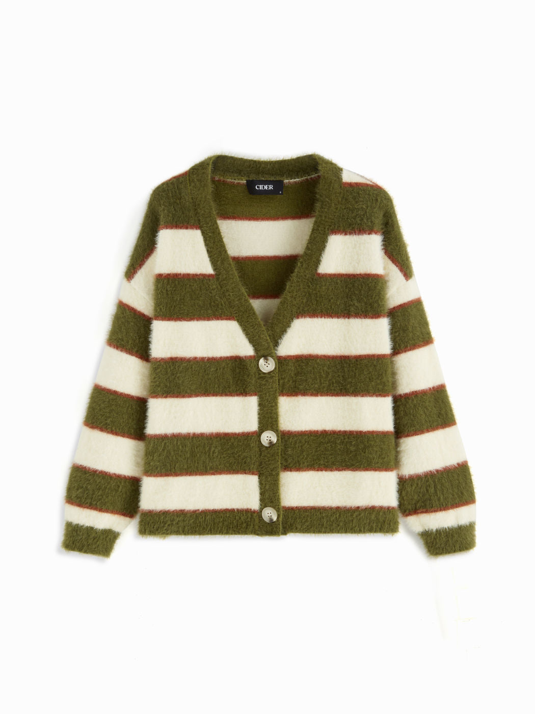 Knit V-neck Stripes Long Sleeve Cardigan