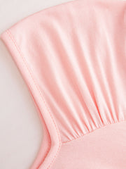 Asymmetrical Neck Ruched Lettuce Trim Top